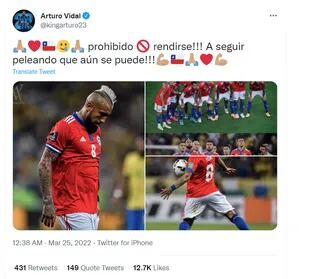 Arturo Vidal compartió un mensaje para los hinchas tras el partido