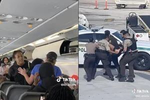 Tuvo un increíble comportamiento con otro pasajero y la bajaron del avión en Miami