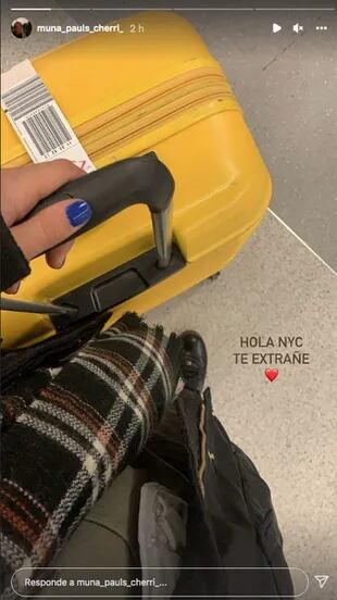 Muna dio cuenta de sus pasos luego de aterrizar en Nueva York, Estados Unidos (Crédito: Instagram/@muna_pauls_cherri)