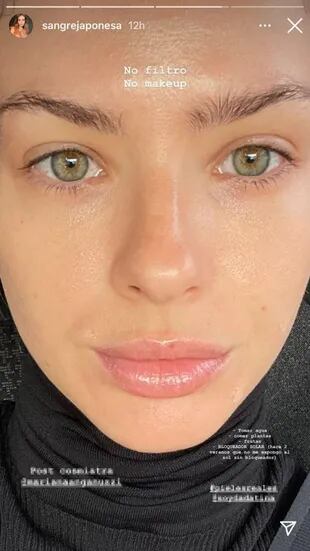 La China Suárez compartió un primer plano de su rostro al natural para mostrar la buena salud de la que goza su piel.