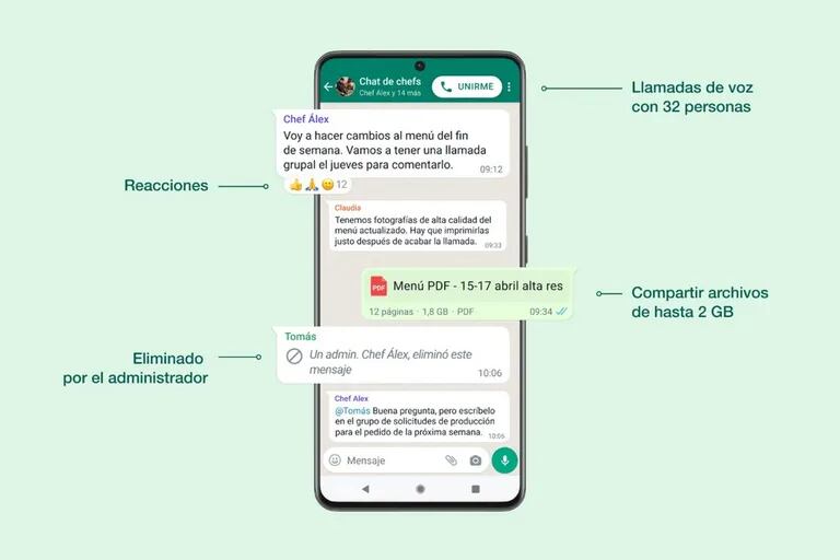 Un resumen visual de WhatsApp con las nuevas mejoras que recibirán los usuarios del servicio de mensajería de Meta