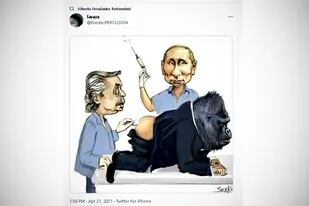 Sputnik V: la polémica caricatura que compartió el Presidente por Twitter