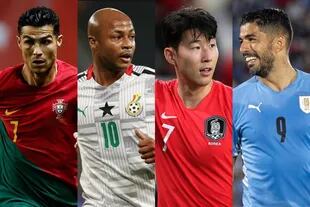 Cristiano Ronaldo, André Ayew, Son Heung-min y Luis Suárez, las figuras del grupo H del Mundial