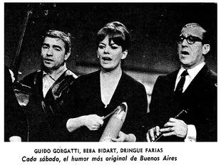 Beba Bidart Junto a Guido Gorgatti y Dringue Farías, en una de sus primeras apariciones en televisión