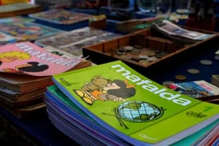Los libros de Mafalda en su clásico diseño apaisado