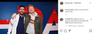 La foto que publicó Messi en su Instagram tras el encuentro con Ed Sheeran