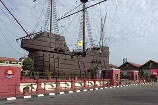 Esta réplica de la Flor de la Mar funciona como un museo marítimo en Malaca, Malasia