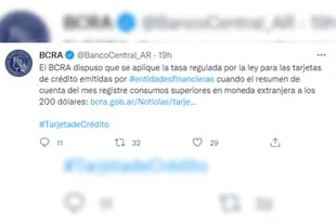 Habrá cambio en la tarjeta del dólar (Foto Twitter @BancoCentral_AR)