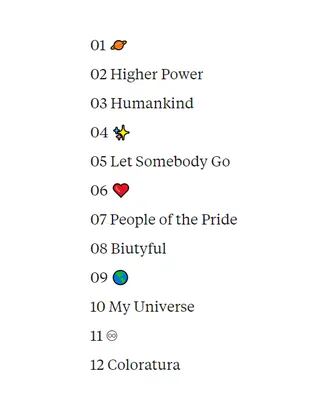 La lista de los 12 temas que conformarán "Music of the Spheres", el noveno álbum de Coldplay