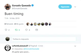 El mensaje que Quesada publicó en las redes sociales luego de la decisión de Stade Francais de anunciar que Matera se sumará al equipo tras el Mundial