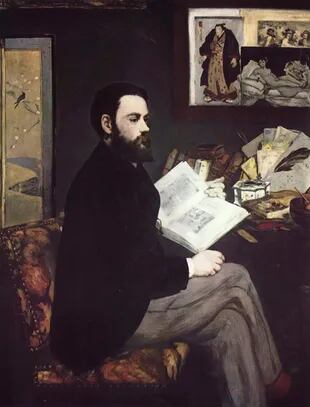 Manet pintó este retrato de Émile Zola a quien frecuentaba en el café Guerbois