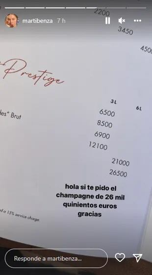 El llamativo precio de un champagne que indignó a la influencer