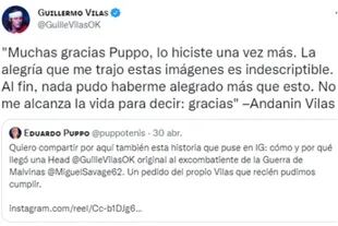 El mensaje de Guillermo Vila, que escribió su hija Andanin Vilas