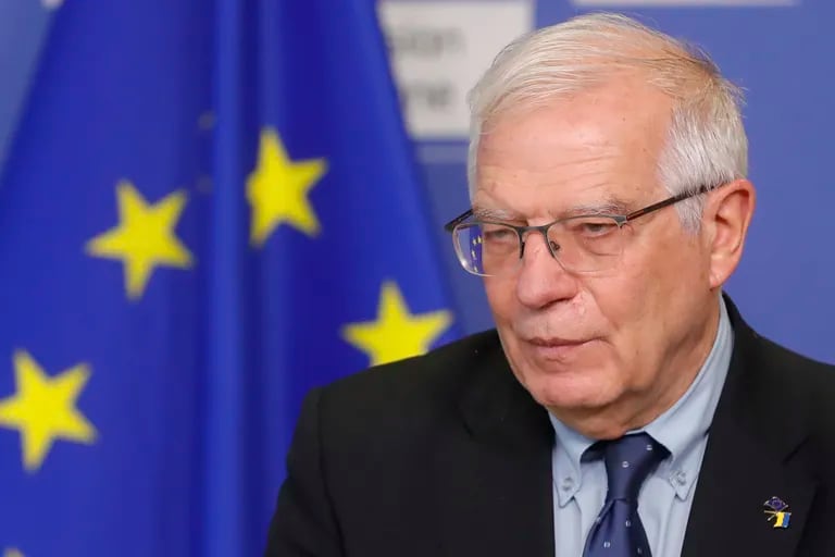 FILE - European Union foreign policy chief Josep Borrell speaks to the press at the EU headquarters in Brussels, February 27, 2022. Borrell said on Friday, March 11, 2022 that ongoing negotiations on Iran's nuclear pact with world powers needed a 