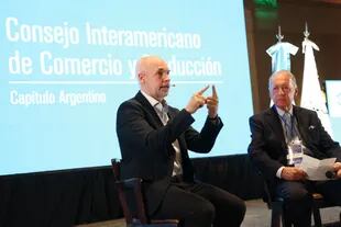 Horacio Rodríguez Larreta y Daniel Funes de Rioja en el Consejo Interamericano de Comercio y Producción