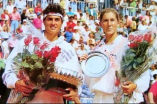 Gabriela Sabatini y Monica Seles, tras la final del Abierto de Italia 1992