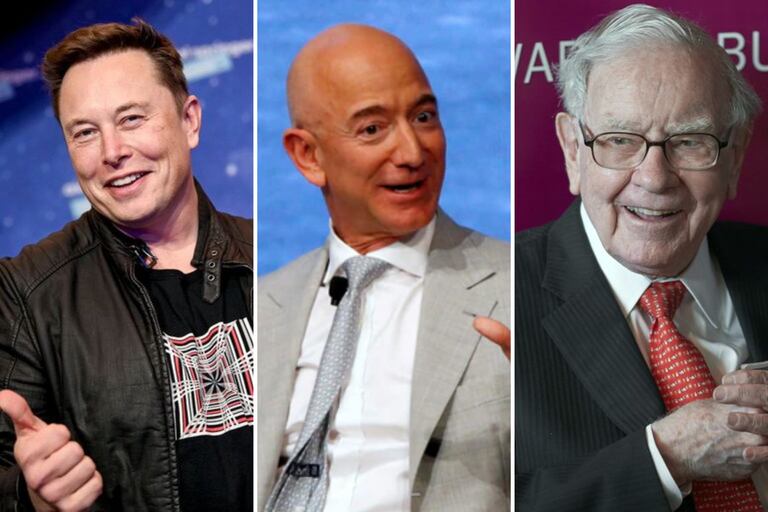 Elon Musk, Jeff Bezos y Warren Buffett