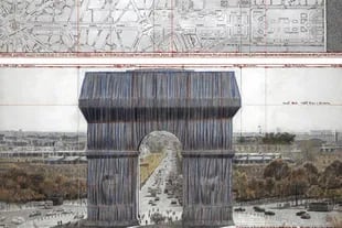 Boceto del proyecto de intervención del Arco del triunfo, publicado en la cuenta oficial de Twitter del artista: @ChristoandJC