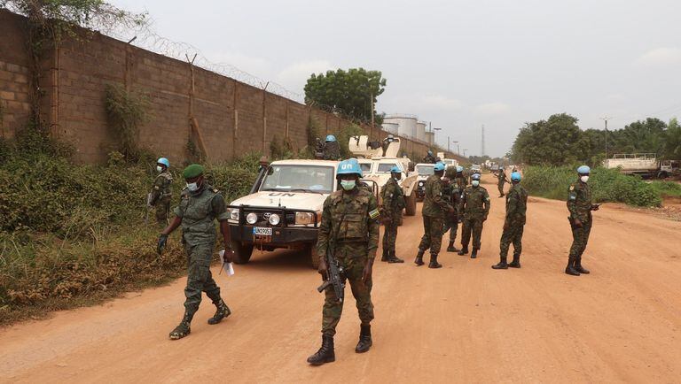 13-07-2020 Efectivos del contingente ruandés de la MINUSCA de patrulla en Bangui POLITICA AFRICA REPÚBLICA CENTROAFRICANA INTERNACIONAL UN/MINUSCA - LT. GABRIEL MUNYENGABE