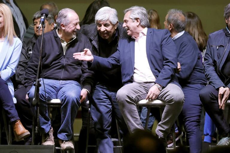 Fernández junto a Yasky y Moyano