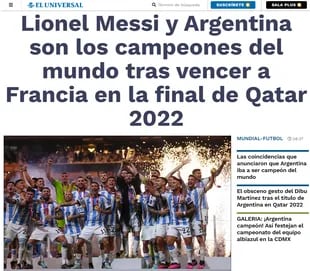 Copa del mundo Qatar 2022: cómo se titula “Argentina campeón” en los  diarios del mundo - LA NACION