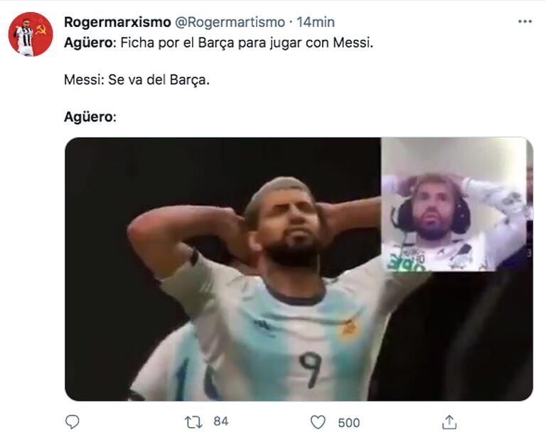Otro de los memes del Kun Agüero tras la salida de Messi del Barcelona