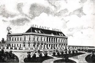 El Hotel Boulevard Atlantic, en un boceto previo a su construcción, donde se alojaron los pampistas