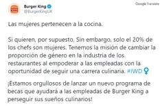 “Las mujeres pertenecen a la cocina”: la campaña de Burger King que generó indignación en Reino Unido