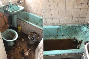 El baño: agua estancada y suciedad acumulada por 12 años