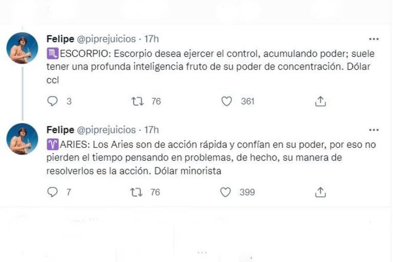 "Todo empezó cuando escuché que había un dólar Qatar", contó Felipe a LA NACION cómo nació su idea de hacer un horóscopo que relaciones los astros con el billete verde de origen estadounidense