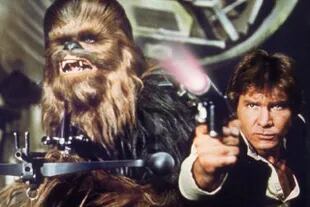 Chewbacca y Han Solo, en su debut, en 1977