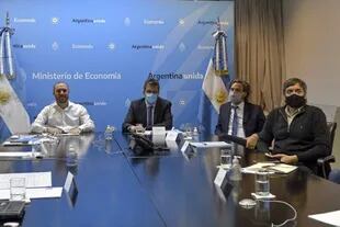 Martín Guzmán, Sergio Massa, Santiago Cafiero y Máximo Kirchner