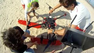 Una vista del drone salvavidas presentado en Rosario