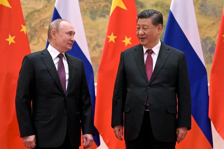 Chinese President Xi Jinping and Russian President Vladimir Putin in Beijing on February 4, 2022.   