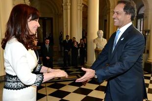 El exgobernador Daniel Scioli acompañó a la expresidenta de la Nación, Cristina Fernández de Kirchner al Tedeum, el 25 de mayo de 2014