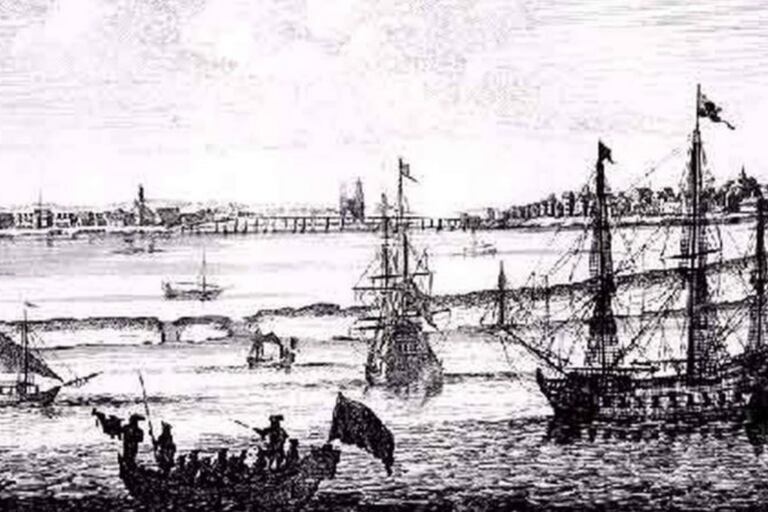 Imagen de 1645 de Mauritsstad, la capital del Brasil neerlandés y hoy parte de la ciudad brasileña de Recife