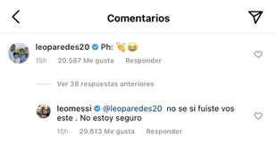 La respuesta de Messi en un comentario de Paredes