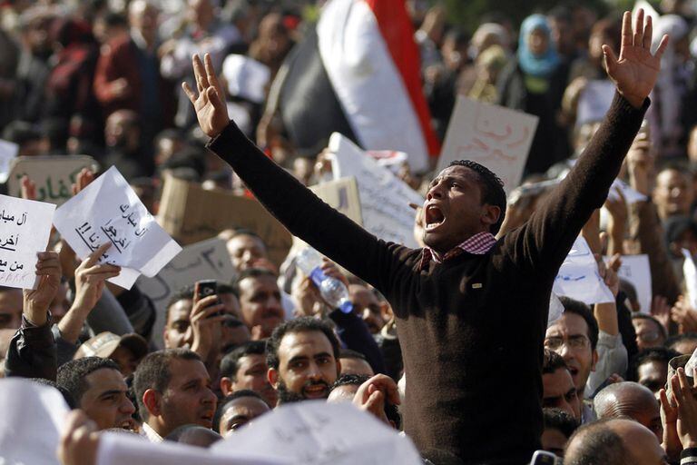 Una protesta en el centro de El Cairo, ambas manifestaciones, durante 2011