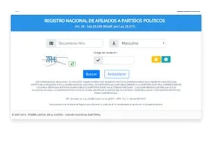 La página oficial del Registro Nacional de Afiliados a Partidos Políticos.