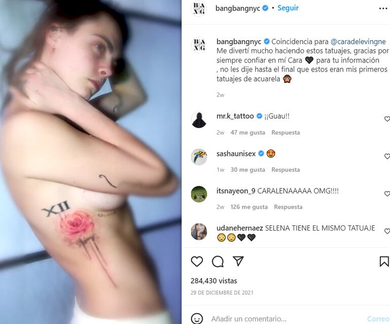La modelo tiene el mismo tatuaje que la cantante y desata rumores de romance