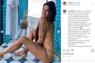 Ya instalada en Nueva York, luego de su crisis de llanto por ser obligada a hisoparse, Ivana Nadal se mostró desnuda y habló del amor propio