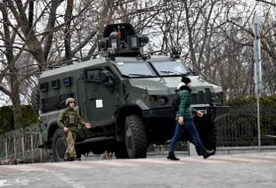 Las calles de Kiev, hoy militarizadas