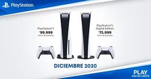 Los precios de preventa de la PlayStation 5 que comunicó Sony para la Argentina