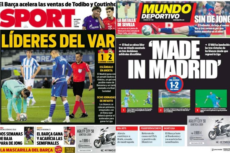 Los diarios en Barcelona desataron su bronca por las acciones arbitrales que supuestamente favorecieron a Real Madrid