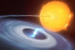 20/04/2022 La impresión de este artista muestra un sistema de dos estrellas donde pueden ocurrir micronovas. POLITICA INVESTIGACIÓN Y TECNOLOGÍA ESO/M. KORNMESSER, L. CALÇADA