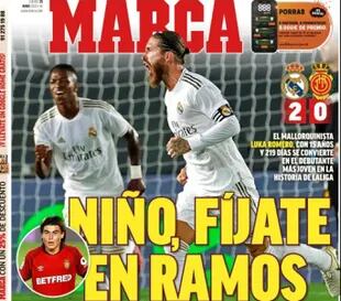 El debut de Luka Romero, en la tapa del diario Marca
