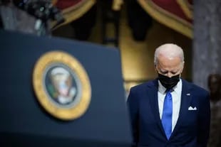 El Presidente de Estados Unidos, Joe Biden regresó al capitolio por la ley que asegura el voto, pero los resultados no fueron los esperados. (Photo by Drew Angerer / POOL / AFP)