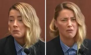Amber Heard's gestures during her testimony at the trial where Johnny Depp sued her for $50 million for defamation. (Video Capture/CourtTV)