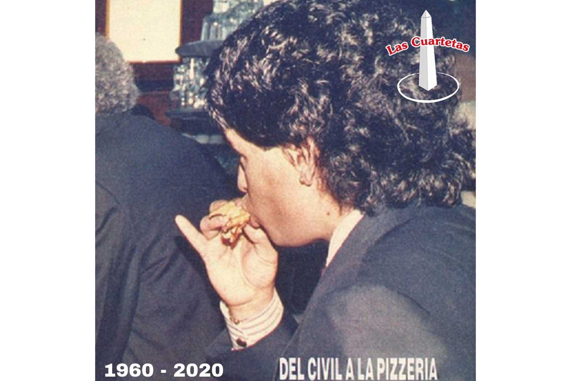 Diego Maradona comió una muza de parado en Las Cuartetas, luego del civil con Claudia Villafañe, antes de ir a la gran fiesta en el Luna Park