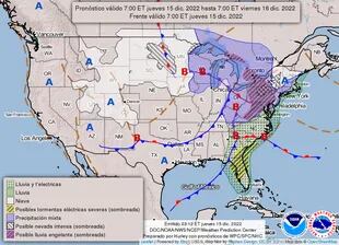Map Of The Weather Forecast In The United States For December 15